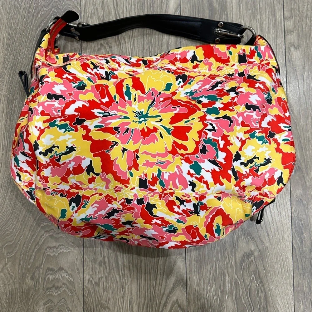🌸💐Le Tennaur Colorful Bouquet Print Hobo Purse -🌸💐